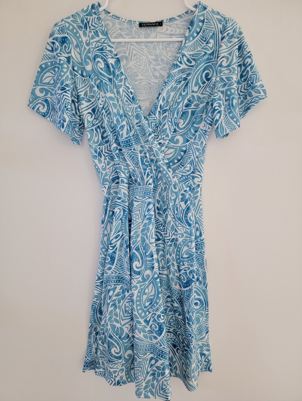 Fensace Blue Paisley Wrap Dress Small